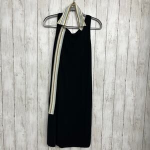 Lauren Ralph Lauren Black Sleeveless Halter Striped Star Artsy Long Flowy Dress